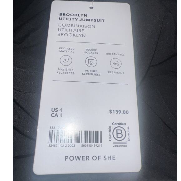 Athleta Brooklyn Utility Jumpsuit – Black Size 4 | One-Piece Athleisure Chic NWT - Picture 4 of 4